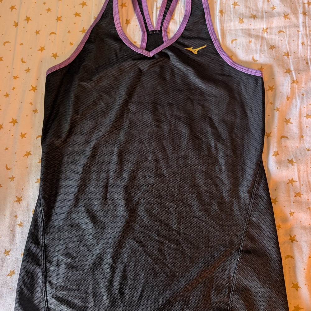 Mizuno Women's Black and Purple Tank Top